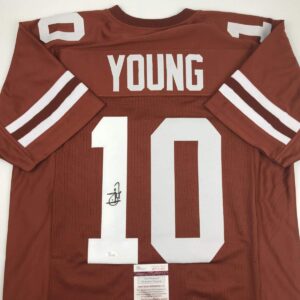 autographed/signed vince young texas orange college football jersey jsa coa