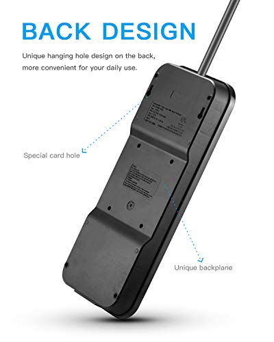 KMC 12-Outlet Surge Protector Power Strip with 8 USB Charging Ports (5V/10A), 4500J,6-Foot Cord