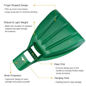 Eastrans Large Leaf Scoops and Hand Rake Claw, Ergonomic Hand Held Garden Rake Grabbers for Picking up Leaves,Grass Clippings and Lawn Debris