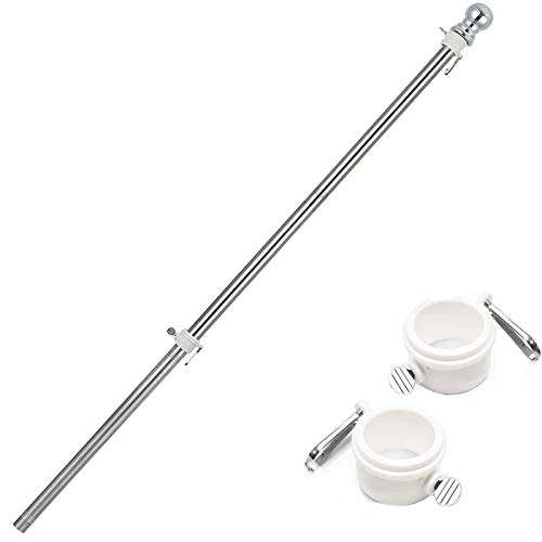 6FT Flag Pole Kit,Stainless steel Heavy Duty American US Flagpole, Rustproof for Outdoor Garden Roof Walls Yard House(Without Bracket)