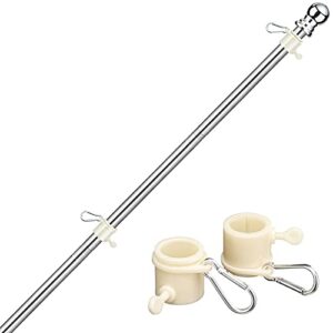 6ft flag pole kit,stainless steel heavy duty american us flagpole, rustproof for outdoor garden roof walls yard house(without bracket)