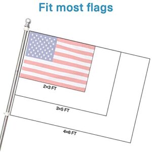 6FT Flag Pole Kit,Stainless steel Heavy Duty American US Flagpole, Rustproof for Outdoor Garden Roof Walls Yard House(Without Bracket)