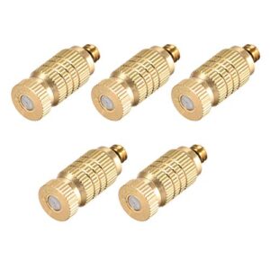 uxcell brass misting nozzle - 3/16-inch threaded 0.2mm orifice dia fogging spray head for outdoor cooling system - 5 pcs golden