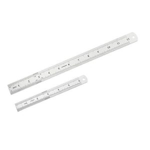 uxcell Straight Ruler 150mm 6 Inch 200mm 8 Inch 300mm 12 Inch Metric Stainless Steel Measuring Ruler Tool with Hanging Hole Inch & Centimeters Precision Drawing Ruler 1 Set