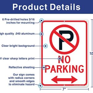 (4 Pack) No Parking Sign With Symbol With Arrows Sign, 10 x 7 Inches Reflective .40 Rust Free Aluminum, UV Protected, Weather Resistant, Waterproof, Durable Ink, Easy To Mount