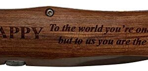Pappy - to the world you're one person but to us you are the world Stainless Steel Folding Pocket Knife with Clip, Wood