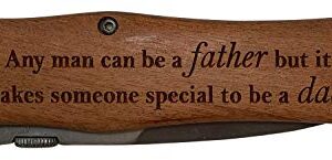 Any Man can be a Father but it Takes Someone Special to be a dad Stainless Steel Folding Pocket Knife with Clip, Wood