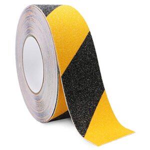 bligo anti slip safety grip tape, 2 inch x 60 foot, non skid tread for stairs, steps, floors, caution dangerous zones, indoor and outdoor use (yellow and black)