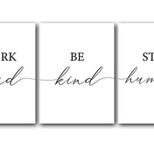 Work Hard, Be Kind, Stay Humble, Unframed, 18 x 24 Inches, Set of 3, Posters, Minimalist Art Typography Art, Bedroom Wall Art, Romantic Wall Decor