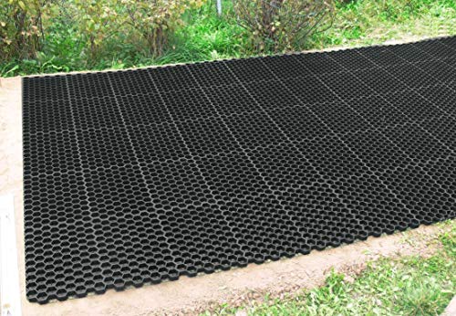 Techno Earth ( 1.9" Depth Permeable Grass Pavers for Your Grass Parking Lots, Access Roads, driveways, fire Lanes, RV and Boat Storage Pads - (Pack of 4-11 Sf) (Black)