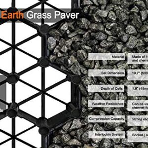 Techno Earth ( 1.9" Depth Permeable Grass Pavers for Your Grass Parking Lots, Access Roads, driveways, fire Lanes, RV and Boat Storage Pads - (Pack of 4-11 Sf) (Black)