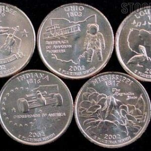 2002 P Complete Set of 5 State Quarters Uncirculated