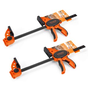 JORGENSEN 2-pack Ratchet Bar Clamps Set, Medium Duty, 12-inch One Hand Clamp, E-Z Hold Expandable Spreader