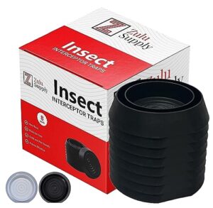 zulu supply bed bug interceptors, traps, 8 pack, bedbug monitor, insect detector for bed legs or furniture (black 8 pack)