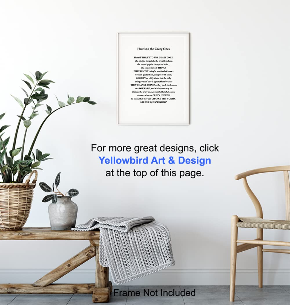 Steve Jobs Motivational Quote, Art Print, Home Decor - Inspirational Apple Wall Art Poster - Unique Room Decorations for Office, Den - Gift for Entrepreneur, Disruptor, Boss - 8x10 Photo Unframed