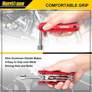 HURRICANE 6 in 1 Folding Nut Driver Set SAE, Hex Nut Driver Set, Cr-V Steel Shank. Premium Portable Premium Aluminum Handle. Easy to Carry Out, 3/16, 1/4, 5/16, 11/32, 3/8, 7/16 inch