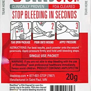 Bleedstop Stop Bleeding in Seconds Emergency First Aid for Home Kids and Family (2) 20g Powder Packets (1)