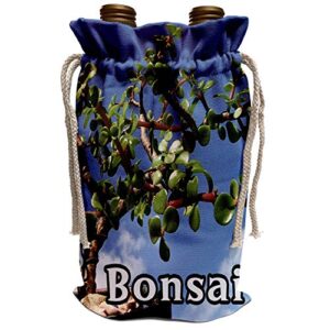 3drose susans zoo crew bonsai - bonsai w text photograph portulacaria afra tree 1 - wine bag (wbg_182078_1)