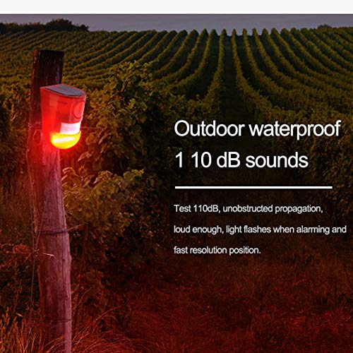 Solar Security Light Alarm,2 Pack IP65 Waterproof PIR LED Motion Sensor Flashing Light Lamp,Built in Battery,Energy Saving Warning 110dB Loud Siren Solar Light for Home Flashing Outdoor