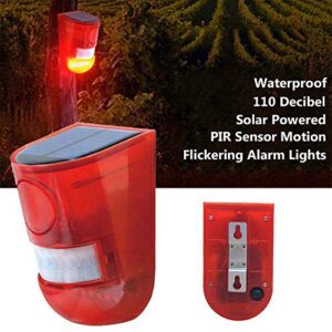 Solar Security Light Alarm,2 Pack IP65 Waterproof PIR LED Motion Sensor Flashing Light Lamp,Built in Battery,Energy Saving Warning 110dB Loud Siren Solar Light for Home Flashing Outdoor