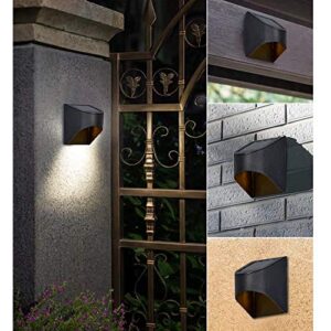 MAGGIFT 4 Pack Metal Solar Deck Lights Outdoor Waterproof, Solar Powered Wall Lights Fence Lights Night Outside Lights Decorations for Steps Stairs Walkway Garden Fences Wall