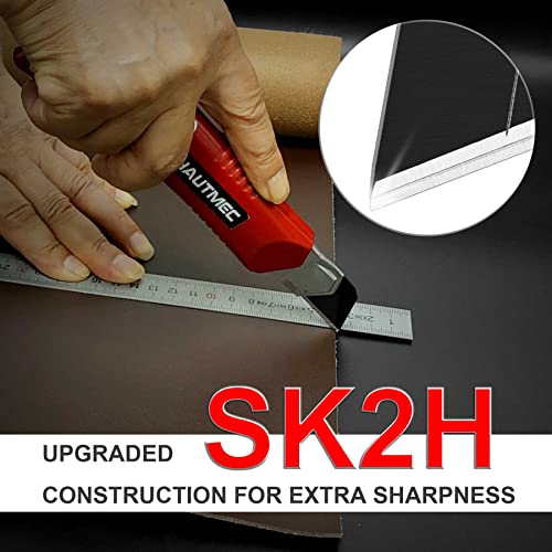 HAUTMEC 25mm SK2H Ultra Sharp Snap Off Blades, Professional Retractable Utility Knife Replacement Blades (1PACK of 10pcs), Creative Safety Box, for Industrial or Construction Applications HT0082-BL