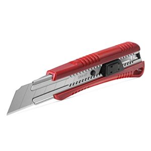 hautmec 25mm extra heavy-duty utility knife, snap-off retractable box cutter with 3pcs sharp blades, auto-lock mechanism, sturdy body ht0080-kn