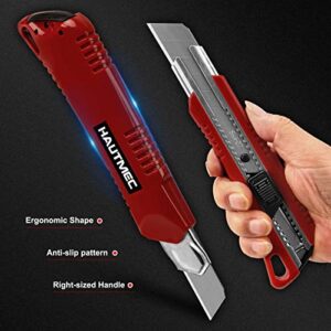 HAUTMEC 25mm Extra Heavy-Duty Utility Knife, Snap-off Retractable Box Cutter with 3pcs Sharp Blades, Auto-lock Mechanism, Sturdy Body HT0080-KN