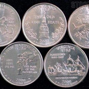 2002 D Complete Set of 5 State Quarters Uncirculated