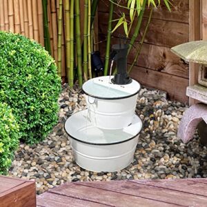 glitzhome Metal Tiered Water Fountain with Pump Garden Tools Waterfall Fountain for Outdoor Patio Garden Backyard Decking Décor White 31.5" H
