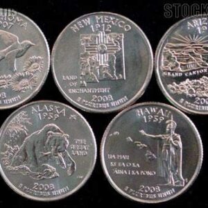 2008 D Complete Set of 5 State Quarters Uncirculated