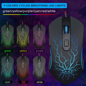 Gaming Keyboard and Mouse Combo, K1 LED Rainbow Backlit Keyboard with 104 Key for Computer/PC/Laptop