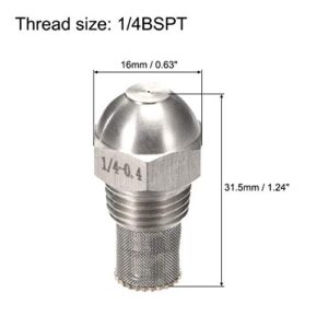 uxcell Mist Nozzle - 1/4BSPT 0.4mm Orifice Dia 304 Stainless Steel Fine Atomizing Spray Tip