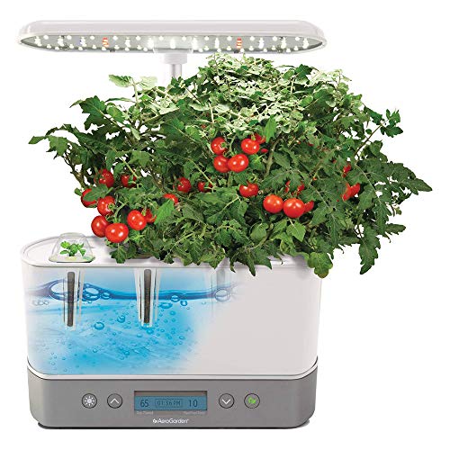 AeroGarden Harvest Elite Indoor Garden Hydroponic System with LED Grow Light and Herb Kit, Holds up to 6 Pods, White