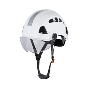 defender safety h1-ch safety helmet hard hat with visor ansi z89.1 for construction (white w/visor)