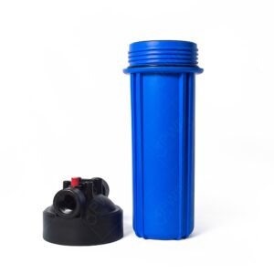 Sediment Water Filtration System with Blue 2.5x10" Housing 3/4" Ports, Removes Dirt, Sand, Silt and Rust