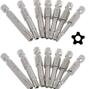 Bestgle 14pcs 1/4 Inch Hex Shank Torx Star 5 Point Screwdriver Bits T10-T40 Magnetic Security Tamper Proof Torx Head Screw Driver Bit Set, 50mm Length(Set of 2)