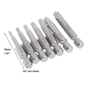 Bestgle 14pcs 1/4 Inch Hex Shank Torx Star 5 Point Screwdriver Bits T10-T40 Magnetic Security Tamper Proof Torx Head Screw Driver Bit Set, 50mm Length(Set of 2)