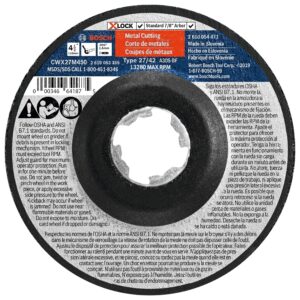 bosch cwx27m450 4-1/2 in. x .098 in. x-lock metal cutting abrasive wheel 30 grit compatible with 7/8 in. arbor type 27a (iso 42) for applications in metal cutting