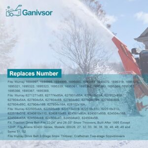 Ganivsor Replacement 3/8" x 33-1/4" 1733324SM 2-Stage Snow throwers Driver Belt Compatible with Murray Craftsman 579932 579932MA