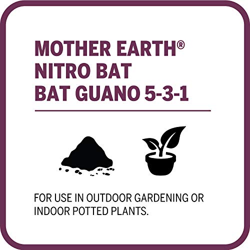 Mother Earth Products HGC733955 Nitro Bat Bat Guano 5-3-1 Plant Fertilizer for Vegetative Plants, Flowers and Tomatoes, 2 lbs., Natural