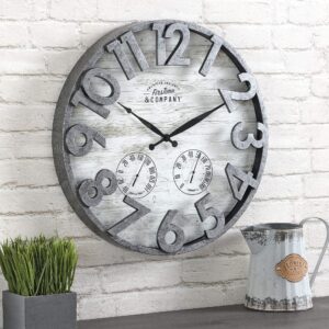 firstime & co.® shiplap farmhouse outdoor wall clock, american crafted, light gray, 18 x 2.5 x 18,