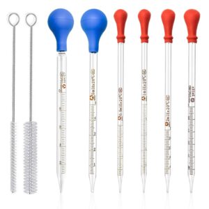 hoaoh 6 pieces glass pipettes 10ml 5ml 3ml 2ml 1ml 0.5ml glass graduated dropper pipette for school, students, transfer for liquid essential oil
