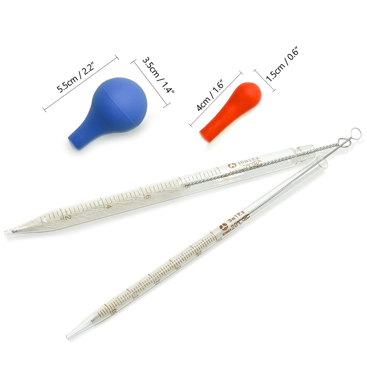 HOAOH 6 Pieces Glass Pipettes 10ml 5ml 3ml 2ml 1ml 0.5ml Glass Graduated Dropper Pipette for School, Students, Transfer for Liquid Essential Oil