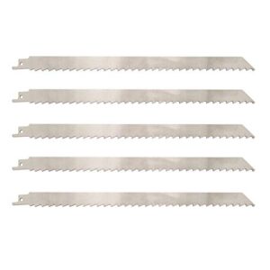 12 inch stainless steel reciprocating saw blades for meat, 3tpi big tooth unpainted reciprocating saw blades for food cutting, big animals, frozen meat, beef, sheep, cured ham, turkey, bone - 5pack