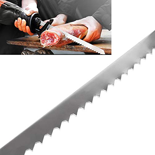 12 Inch Stainless Steel Reciprocating Saw Blades for Meat, 3TPI Big Tooth Unpainted Reciprocating Saw Blades for Food Cutting, Big Animals, Frozen Meat, Beef, Sheep, Cured Ham, Turkey, Bone - 5pack