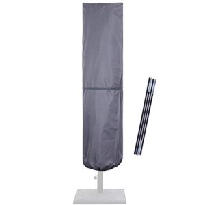 superjare patio umbrella cover with rod for 7 to 11 ft umbrellas & 15 ft double-sided umbrellas, 600d protective waterproof cover with zipper, gray