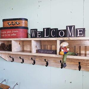 Wall Storage Shelf with Cubes, Modern Farmhouse Wall Cubby Coat Rack with Shelf, Wood Wall Shelf with Storage, Coat Rack