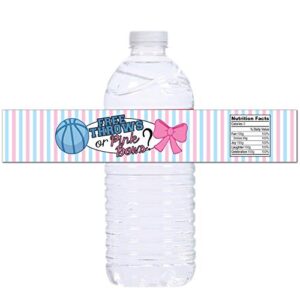 21 free throws or pink bows waterproof self-adhesive water bottle labels - basketball