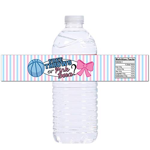 21 Free Throws or Pink Bows Waterproof Self-Adhesive Water Bottle Labels - Basketball